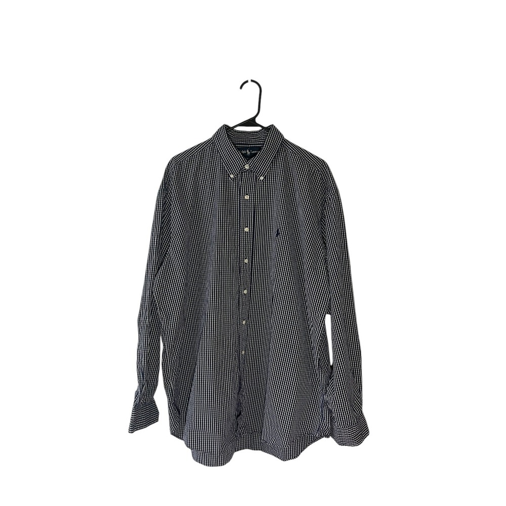 Ralph Lauren Men's‎ Blake Cotton Long Sleeve Button Up Shirt XL Blue Plaid